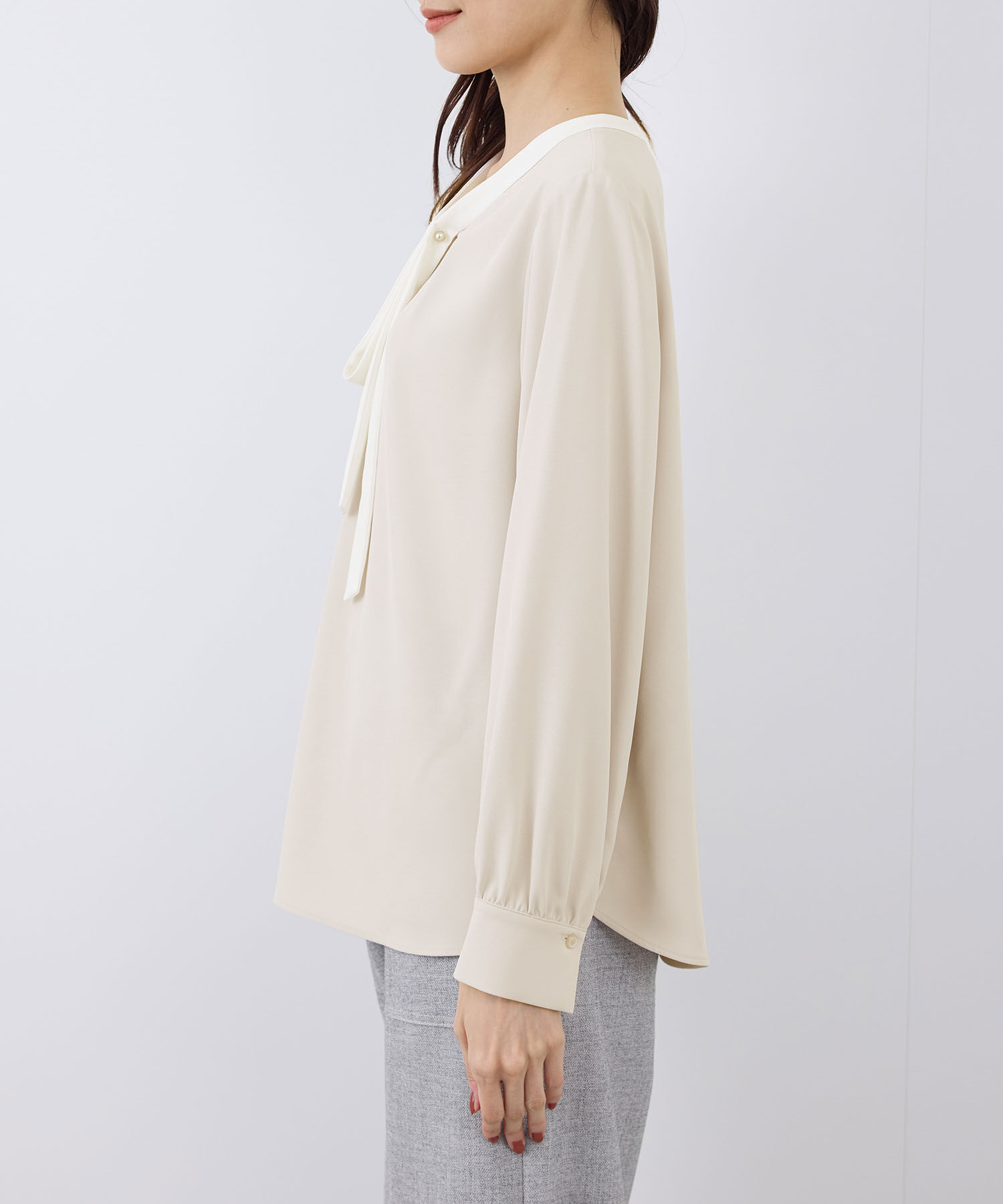 Rope&rsquo;Picnic「【2サイズ展開】メタルボタンリボンタイ長袖ブラウス」|シャツ・ブラウス|