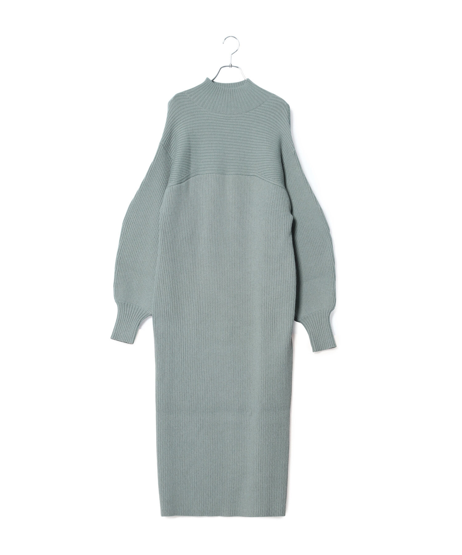 ADAM ET ROPE'「【WEB限定】フォルムスリーブハイネックニットワンピース」|ワンピース|