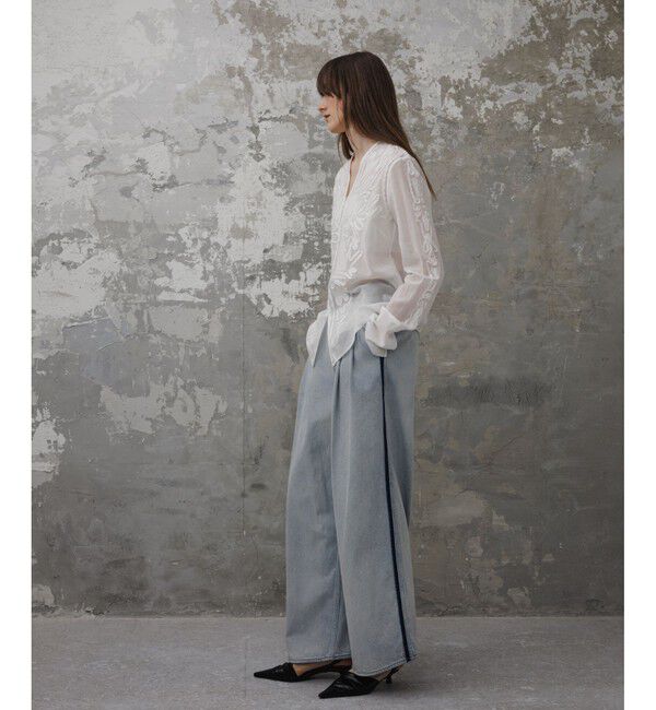 ADAM ET ROPE'「【EMOELLE】ステッチエンブロイダリーブラウス」|シャツ・ブラウス|