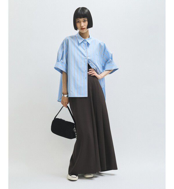 ADAM ET ROPE'「【サステナブル】バウンスカフステントラインシャツ」|シャツ・ブラウス|