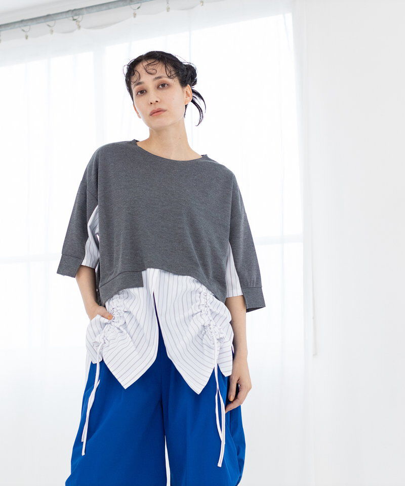 「切替ドローストリングプルオーバー」|Tシャツ・カットソー|