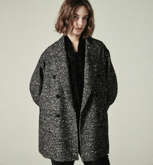 「COUTURE D'ADAM | ツイード コテージコート WOMEN」|ダッフルコート|BLACK
