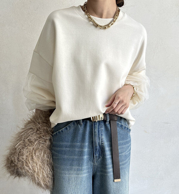  「【WEB限定】チュールレイヤードプルオーバー」|Tシャツ・カットソー|