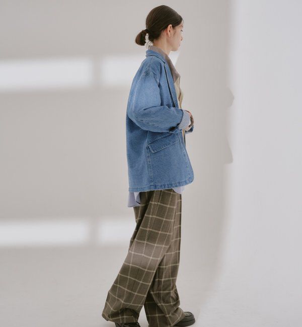  「【WHIMSIC/SETUP対応】コットンリネンデニムテーラードジャケット」|テーラードジャケット|