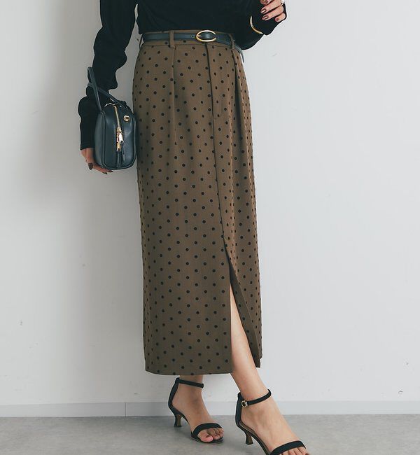  「《大人可愛い・着映え力抜群◎》フロッキードットタックスカート」|スカート|ブラウン