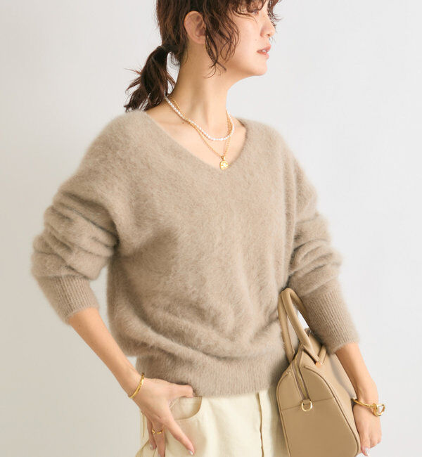  「【やわらかな肌触り】ファーヤーン2WAYニット」|ニット・セーター|モカ