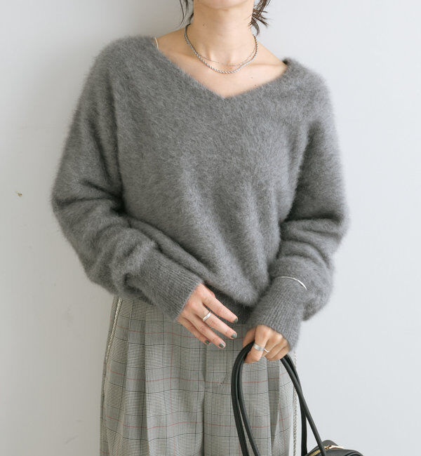  「【やわらかな肌触り】ファーヤーン2WAYニット」|ニット・セーター|グレー