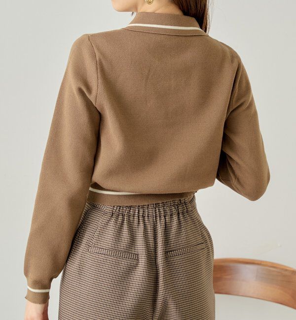  「ロゴ刺繍長袖ポロ」|ニット・セーター|