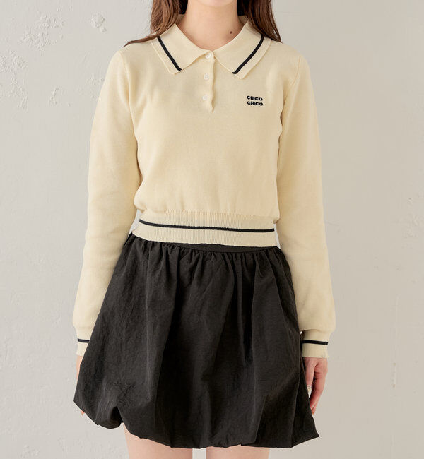  「ロゴ刺繍長袖ポロ」|ニット・セーター|