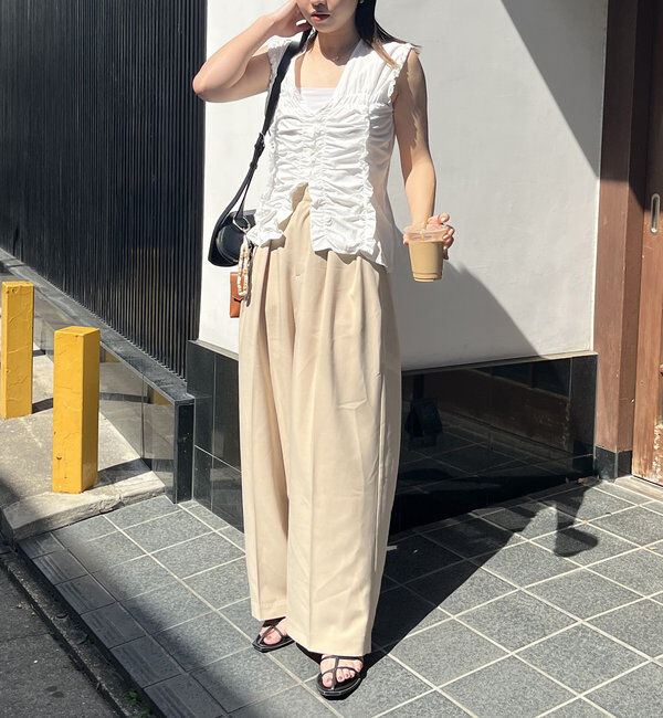  「【累計2万本突破！】【低身長・高身長サイズあり】2タックワイドパンツ」|チノ|