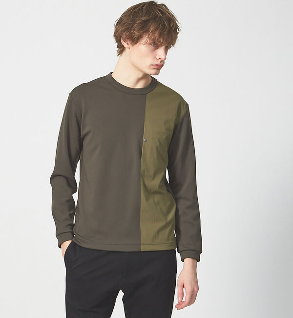 ABAHOUSE「バイカラー プルオーバー」|Tシャツ・カットソー|モスグリーン