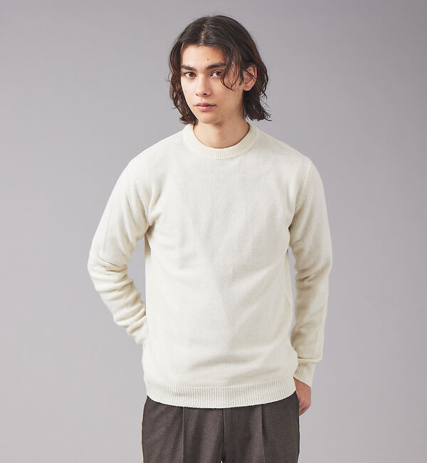 ABAHOUSE「【WOOL＆CO】クルーネック ウール ニット Wo4080」|ニット・セーター|ホワイト