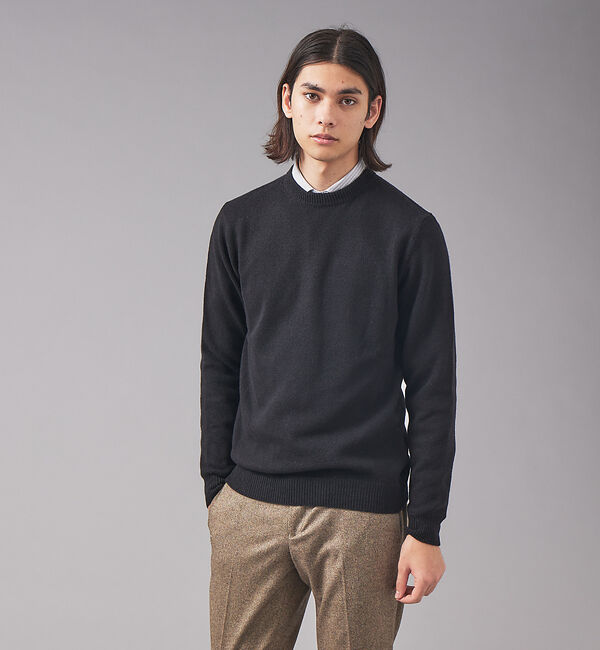 ABAHOUSE「【WOOL＆CO】クルーネック ウール ニット Wo4080」|ニット・セーター|ブラック