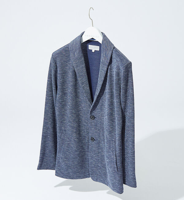 ABAHOUSE「【セットアップ対応】バーズアイ ショールカラー ジャケット」|カーディガン|ブルー