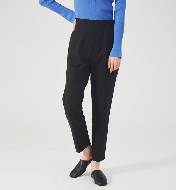 qualite「《セットアップ対応》2WAYストレッチハイウエストテーパードパンツ」|その他|ブラック