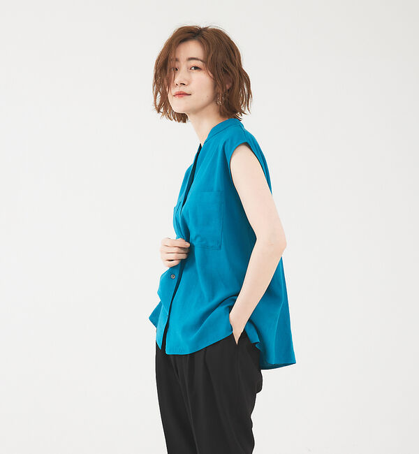 abahouse mavie「レーヨンリネンノースリーブシャツ」|シャツ・ブラウス|