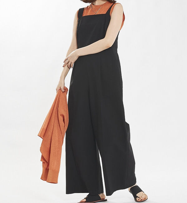 abahouse mavie「【大人のいちまんワンピ】サッカーサロペット」|オールインワン|ブラック