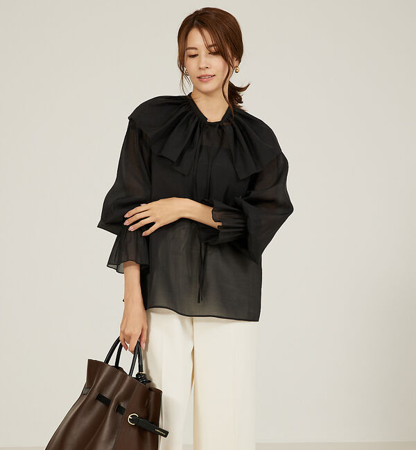 abahouse mavie「マルチフリルブラウス【ティペット付】」|シャツ・ブラウス|