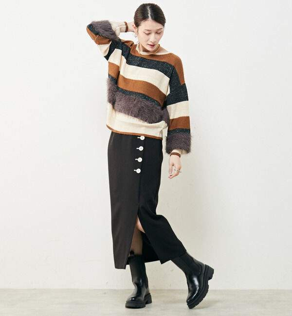 Soffitto「異素材2WAYニットボーダー」|ニット・セーター|