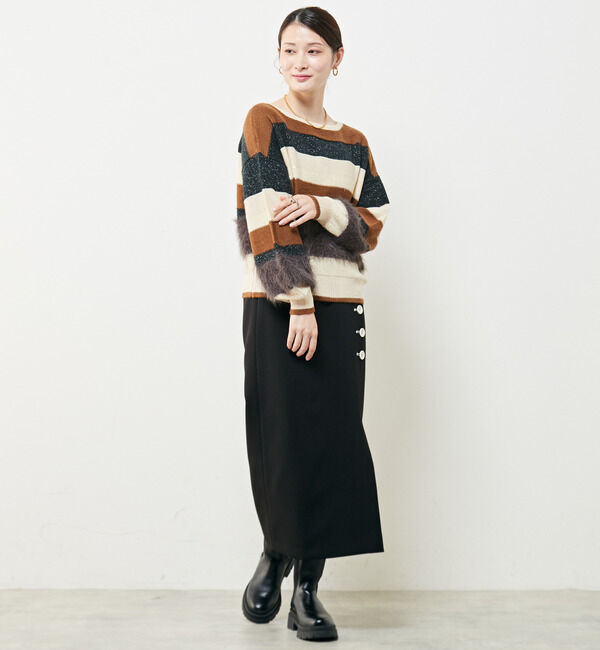 Soffitto「異素材2WAYニットボーダー」|ニット・セーター|
