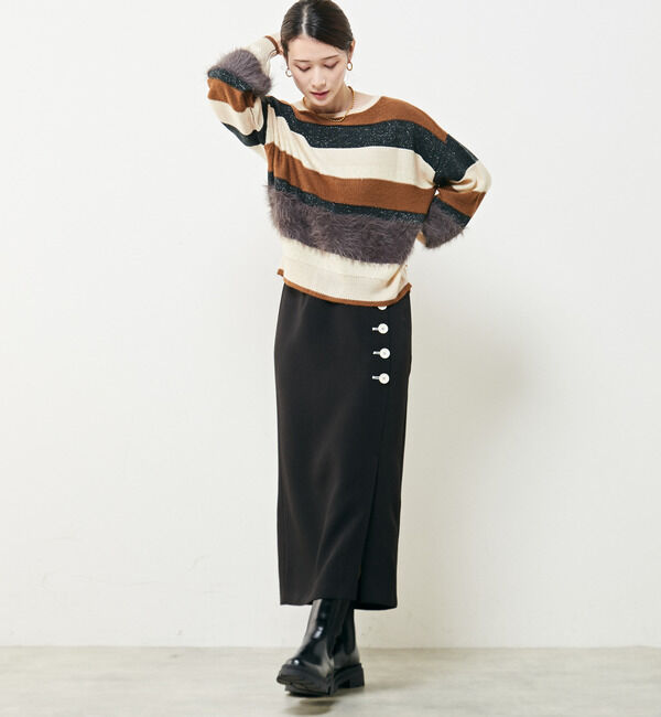 Soffitto「異素材2WAYニットボーダー」|ニット・セーター|