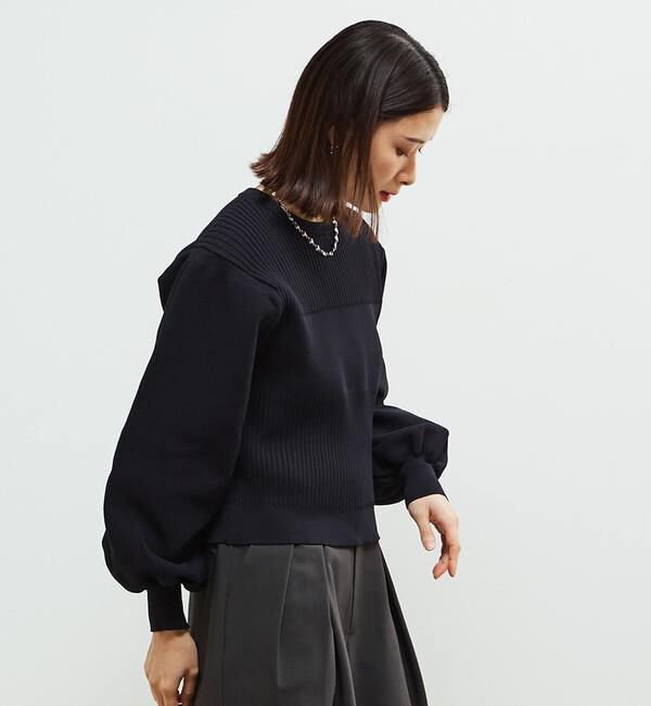 Soffitto「リブ切り替えパフスリーブニット」|ニット・セーター|