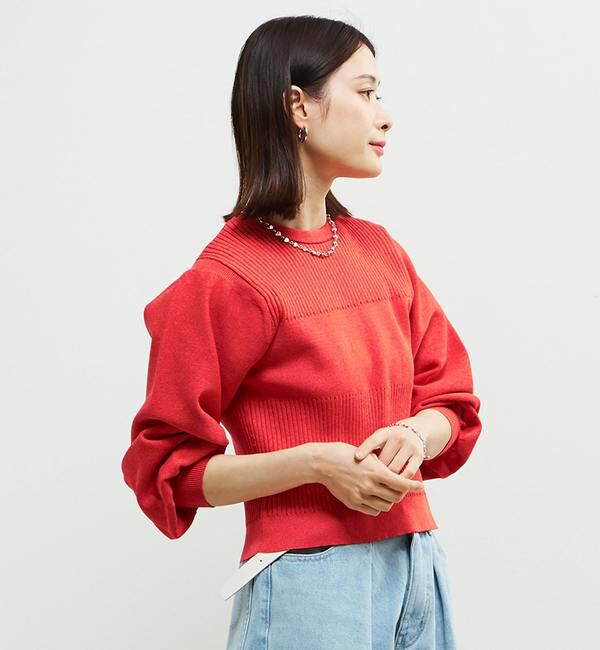 Soffitto「リブ切り替えパフスリーブニット」|ニット・セーター|
