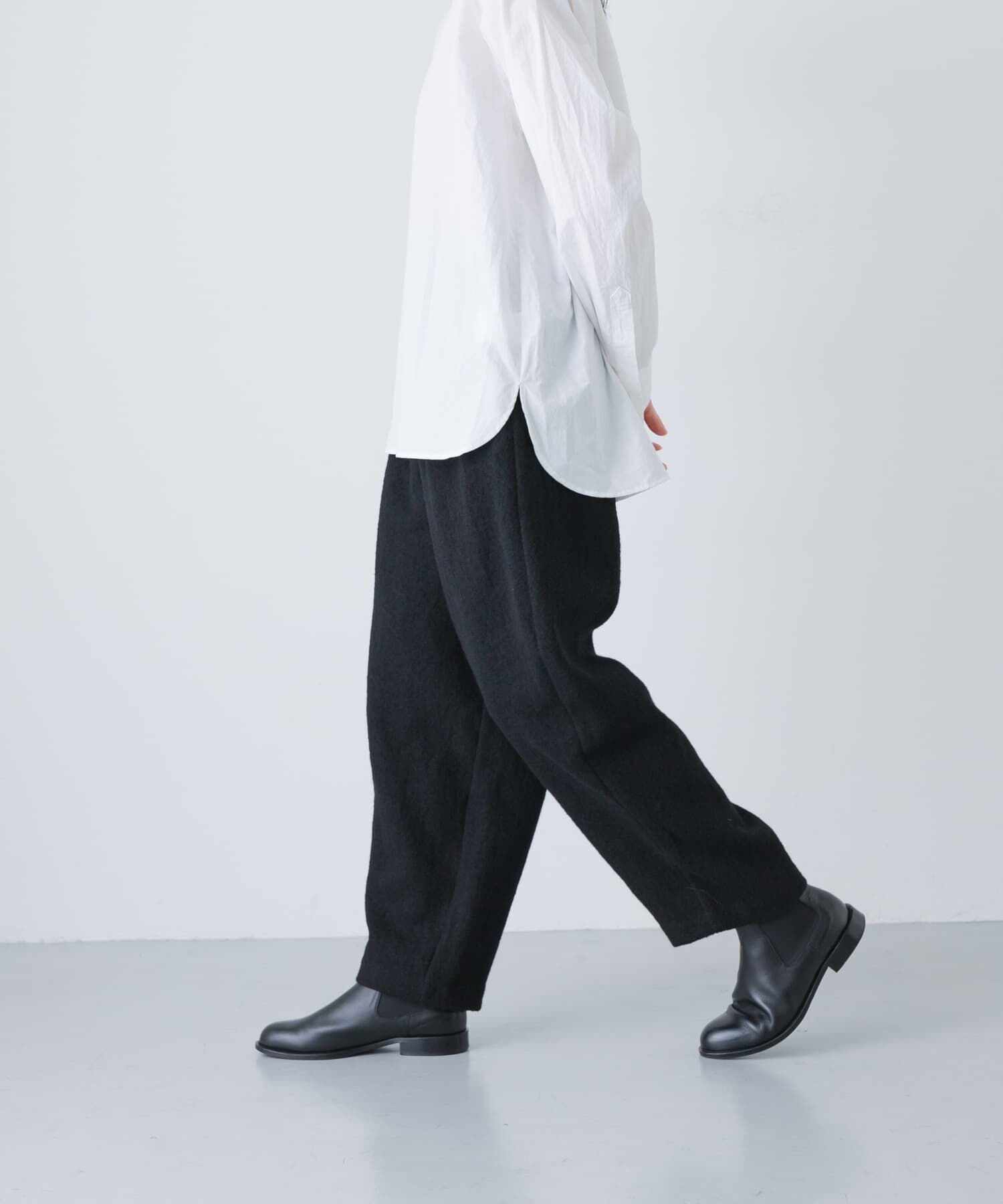 かぐれ「ウールテーパードパンツ」|その他|ブラック