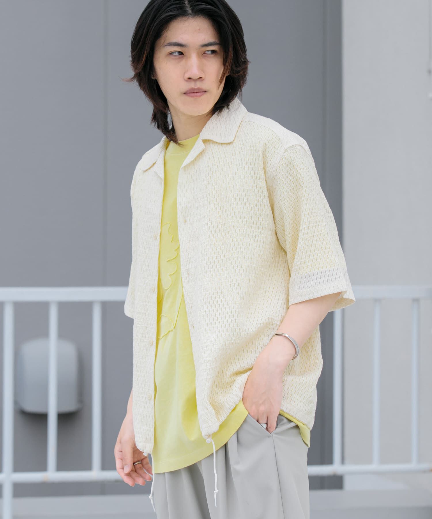 SENSE OF PLACE by URBAN RESEARCH「シアーレースドローコードオープンカラーシャツ」|シャツ・ブラウス|