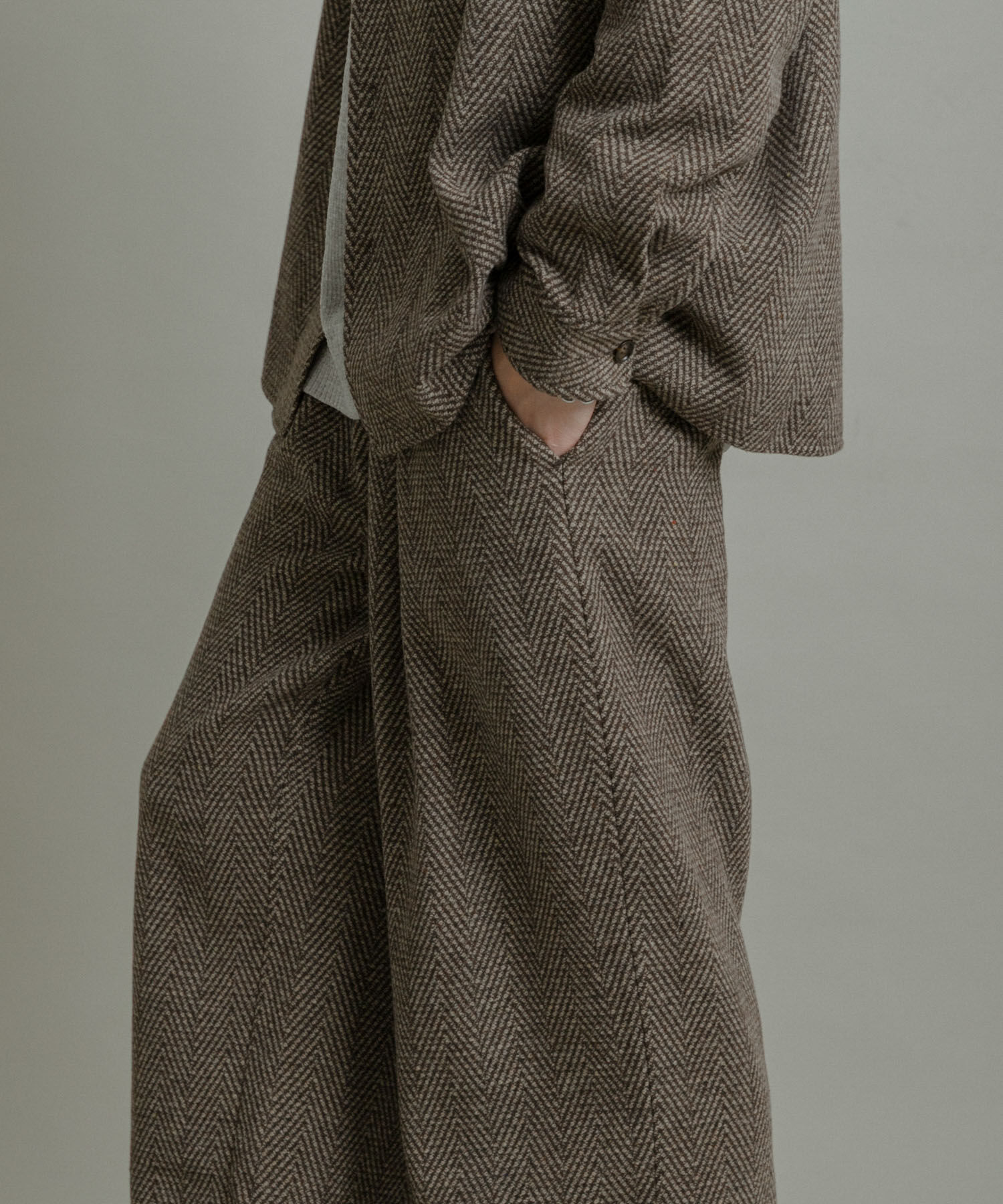 SENSE OF PLACE by URBAN RESEARCH「スライバーライクヘリンボーンワイドパンツ」|その他|ブラウン