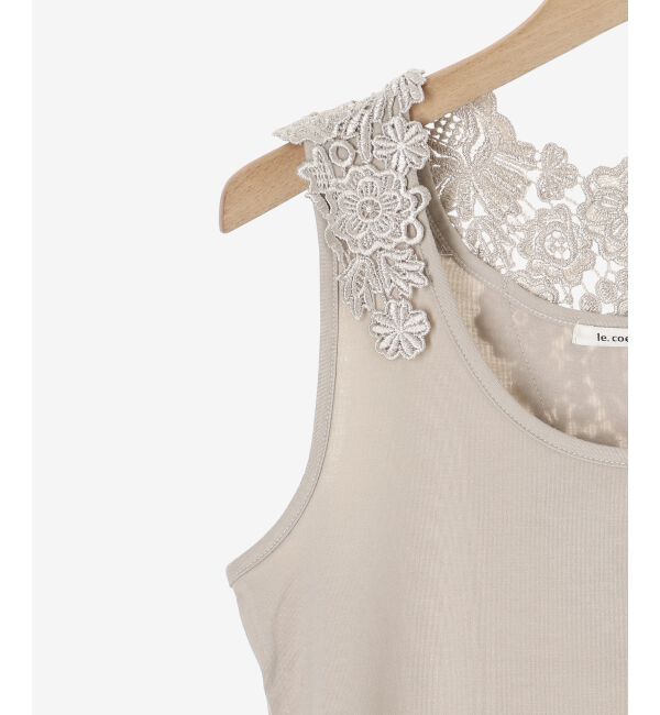 le.coeur blanc「《手洗い可能》バックモチーフレースタンク」|Tシャツ・カットソー|
