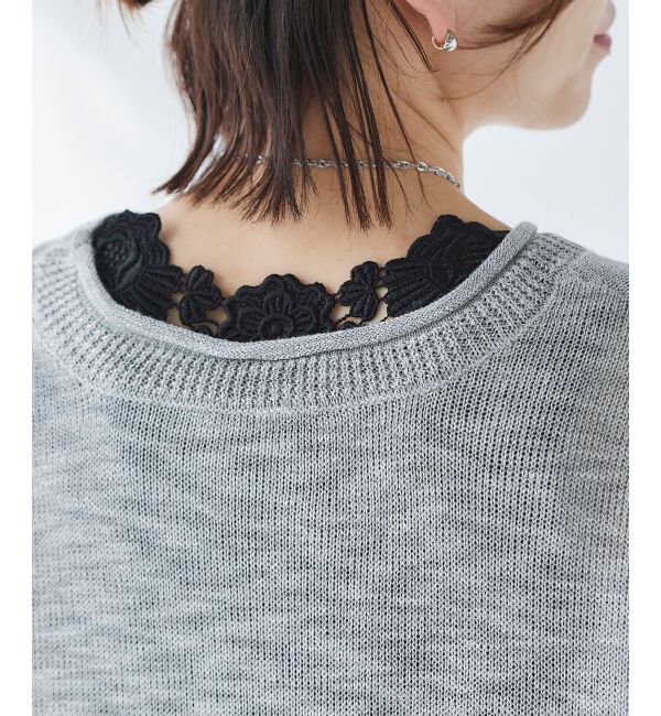 le.coeur blanc「《手洗い可能》バックモチーフレースタンク」|Tシャツ・カットソー|ブラック