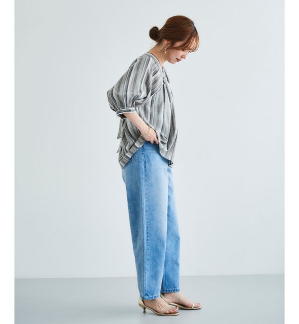 le.coeur blanc「《手洗い可能》バックリボンストライプブラウス」|シャツ・ブラウス|