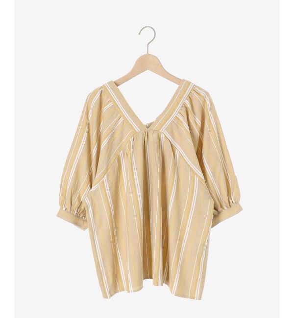 le.coeur blanc「《手洗い可能》バックリボンストライプブラウス」|シャツ・ブラウス|