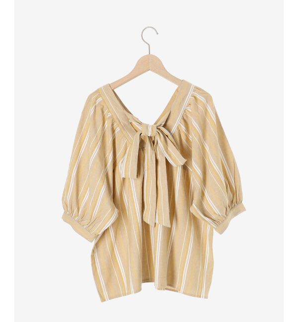 le.coeur blanc「《手洗い可能》バックリボンストライプブラウス」|シャツ・ブラウス|