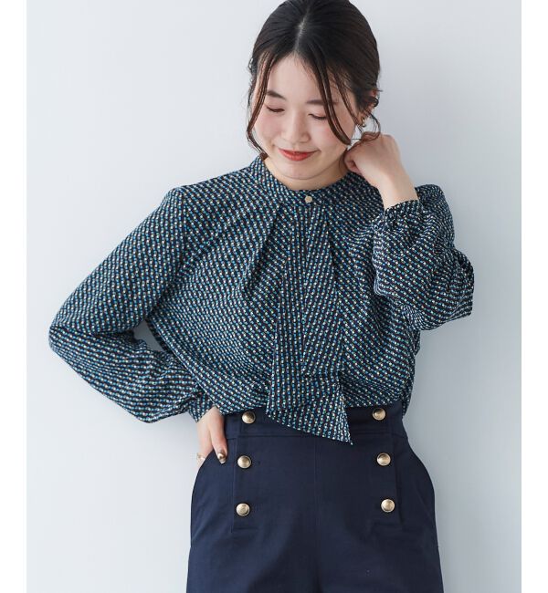 le.coeur blanc「《手洗い可能》デシンキカプリントスカーフタイブラウス」|シャツ・ブラウス|