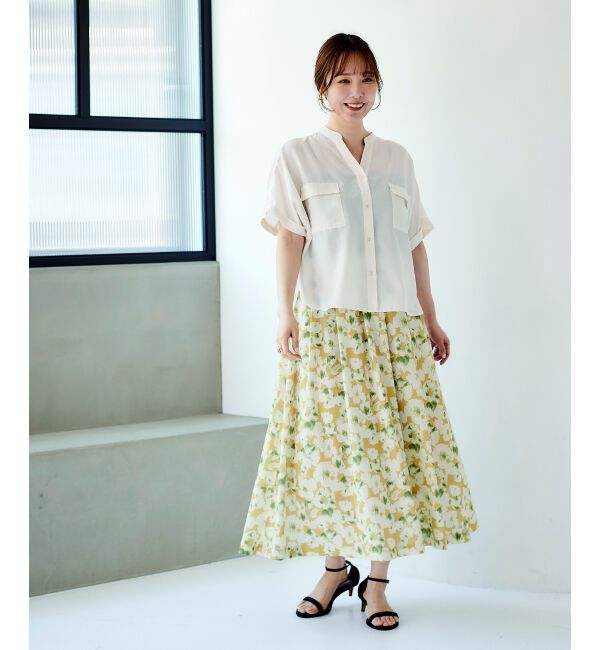 le.coeur blanc「《手洗い可能》フラワープリントギャザースカート」|スカート|