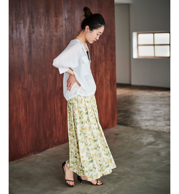 le.coeur blanc「《手洗い可能》フラワープリントギャザースカート」|スカート|