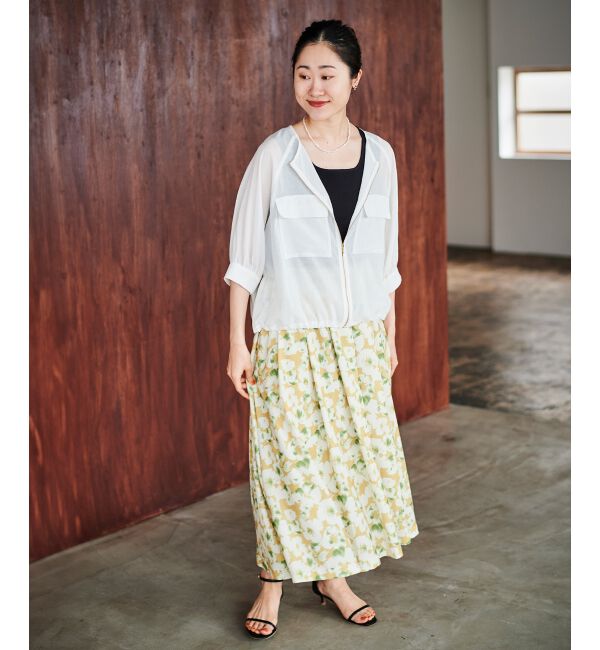 le.coeur blanc「《手洗い可能》フラワープリントギャザースカート」|スカート|