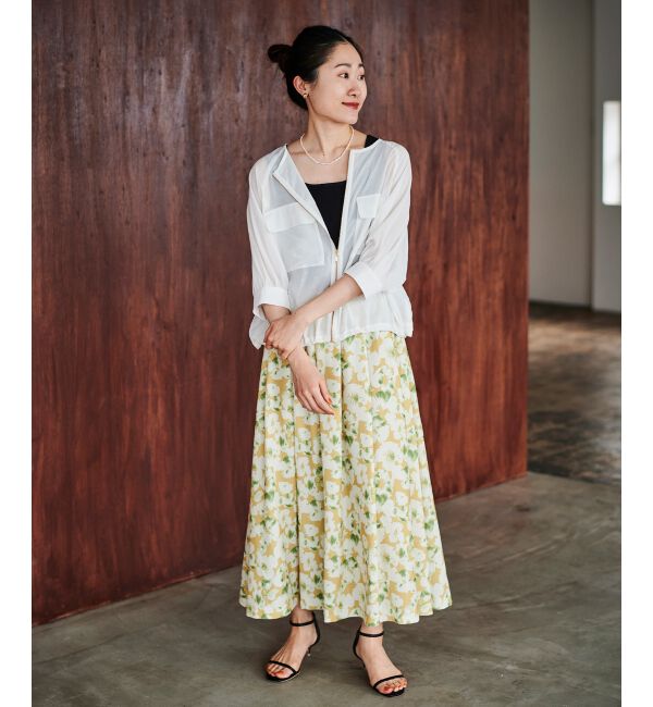 le.coeur blanc「《手洗い可能》フラワープリントギャザースカート」|スカート|