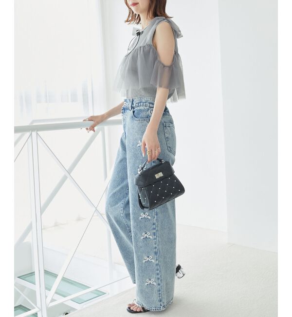 MAJESTICLEGON「肩リボンチュールフリルニット」|ニット・セーター|