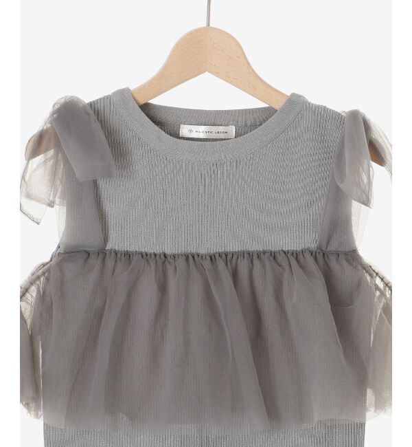 MAJESTICLEGON「肩リボンチュールフリルニット」|ニット・セーター|