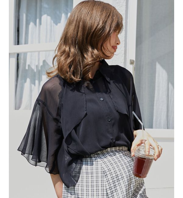  「シアーケープブラウス」|シャツ・ブラウス|
