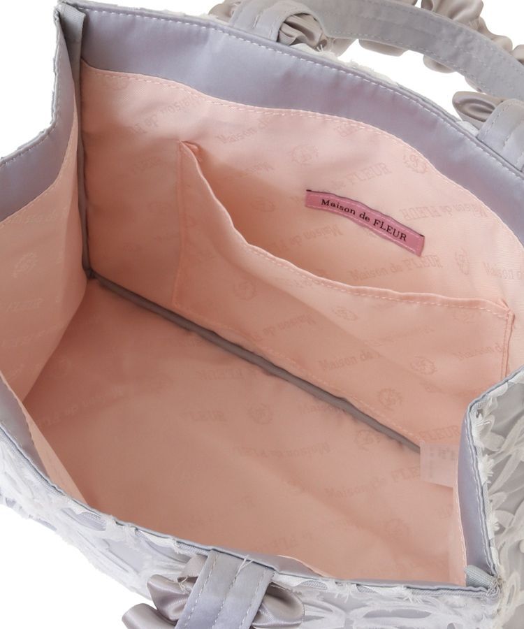 Maison de FLEUR「チュールフラワーフリルスクエアトートバッグ」|トートバッグ|