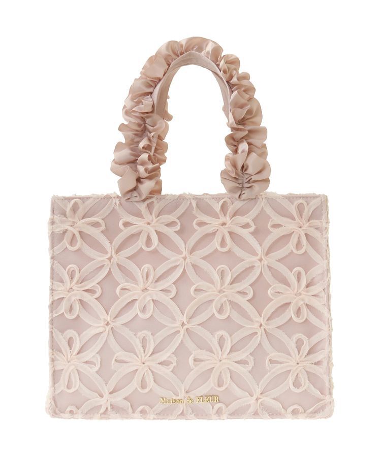 Maison de FLEUR「チュールフラワーフリルスクエアトートバッグ」|トートバッグ|
