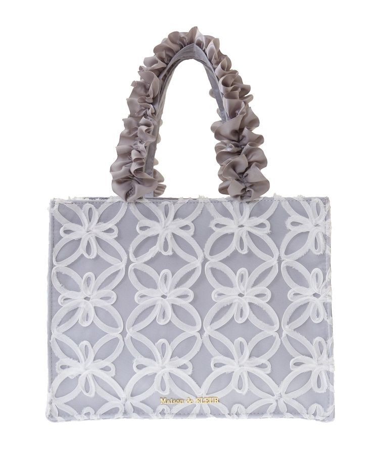 Maison de FLEUR「チュールフラワーフリルスクエアトートバッグ」|トートバッグ|