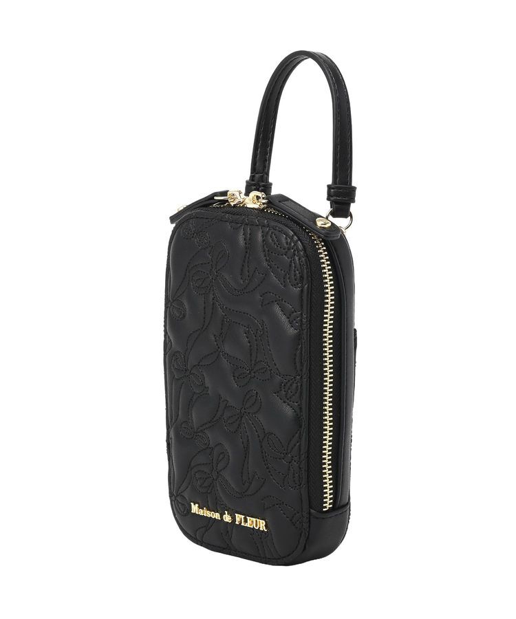 Maison de FLEUR「リボンキルティングスマホポシェット」|ショルダー・メッセンジャー|