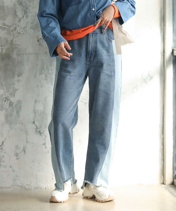 Green Parks「切り替えカーヴィーデニムパンツ」|デニム|