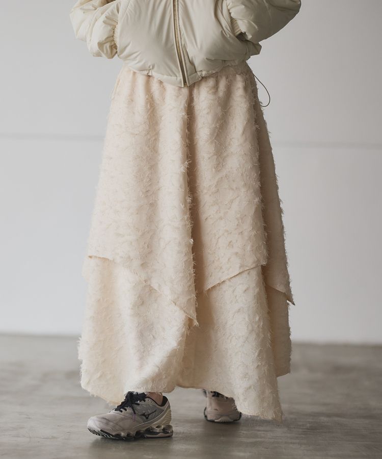 GARAGE OF GOOD CLOTHING「ジャガードオーバーラップロングスカート」|フレア|