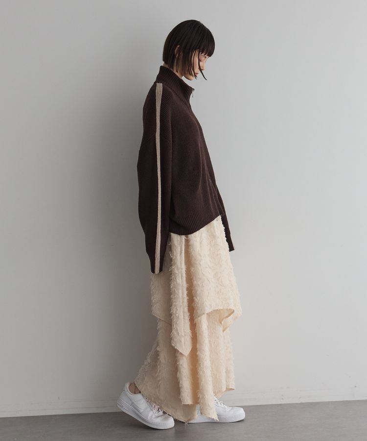 GARAGE OF GOOD CLOTHING「ジャガードオーバーラップロングスカート」|フレア|